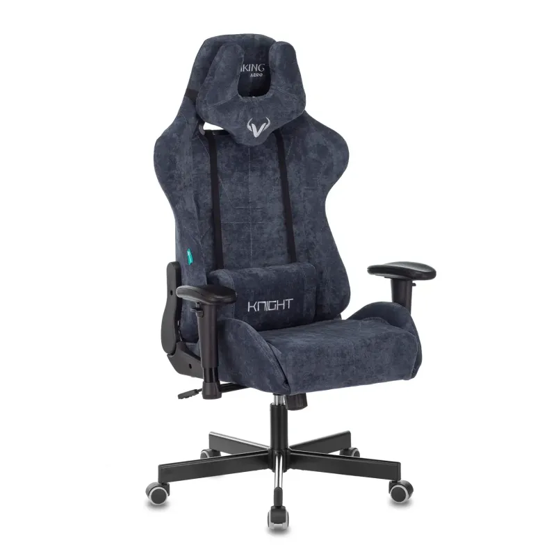 Кресло игровое геймерское Бюрократ VIKING KNIGHT LT27 FABRIC синий крестовина металл главное фото